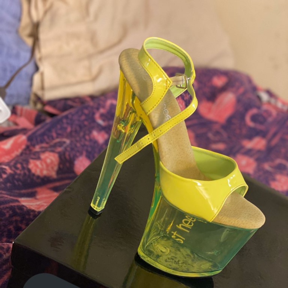Jolly rancher green high platform heel